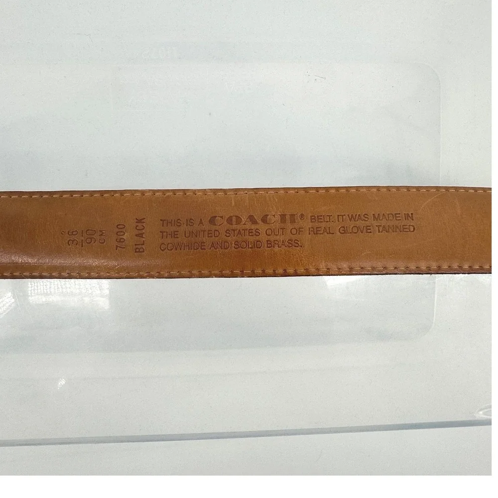 Coach Leather Belt Mens 36 Black 7600 Made in USA Brass Buckle Classic Timeless